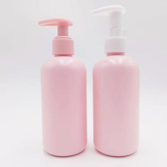 Round Pink Frosted Plastic Cosmetic Bottle